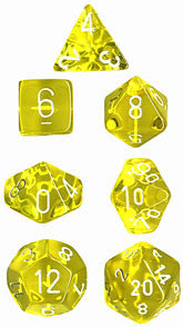 Translucent Polyhedral Yellow/white 7-Die Set