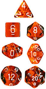 Translucent Polyhedral Orange/white 7-Die Set
