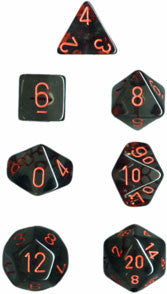 Translucent Polyhedral Smoke/red 7-Die Set