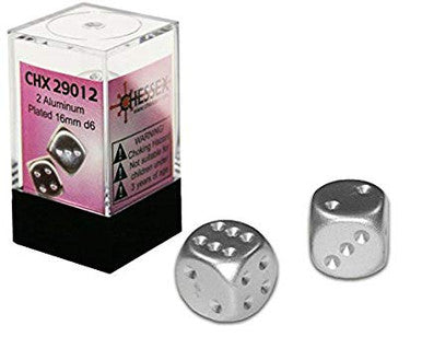 Aluminum Metallic 16mm D6 Dice Pair