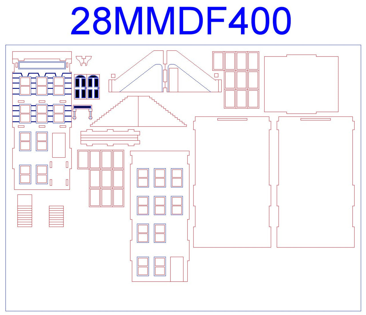 "Brownstone" Row House (MDF) - 28MMDF400