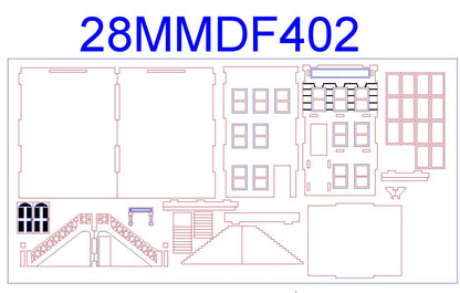 "Brownstone" Row House (MDF) - 28MMDF402