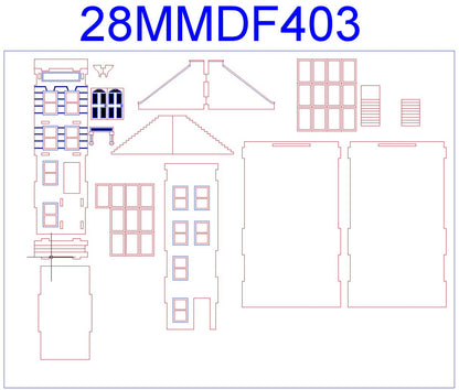 "Brownstone" Row House (MDF) - 28MMDF403