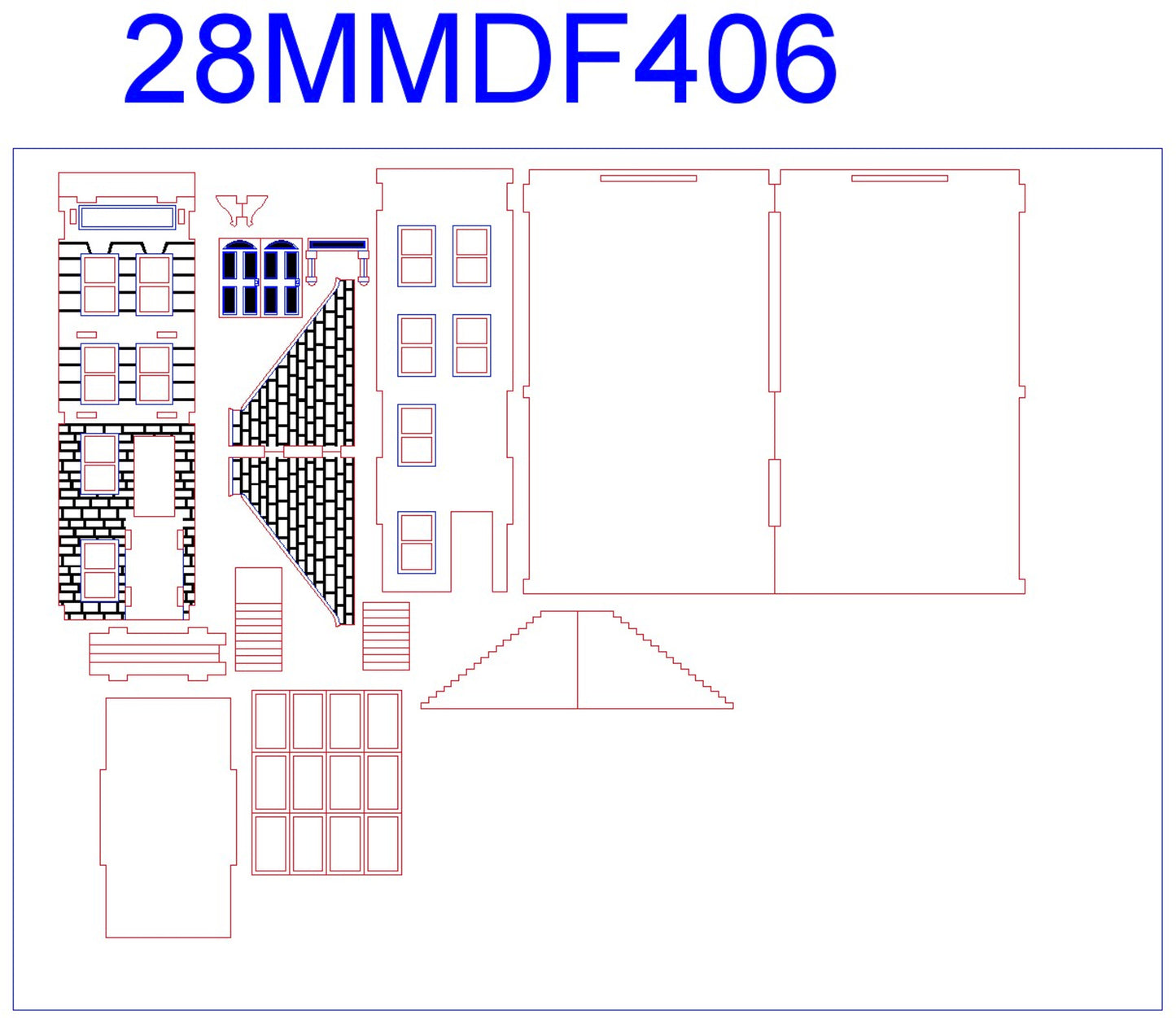 "Brownstone" Row House (MDF) - 28MMDF406