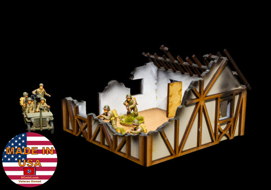 28mm Small Half Timber House  - 28MPNT550 (Assembled and Painted)