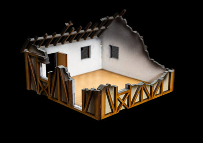28mm Small Half Timber House  - 28MPNT550 (Assembled and Painted)