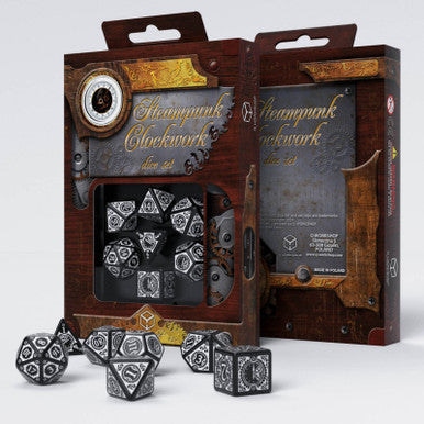 Steampunk Clockwork Dice Set Black/White (7)