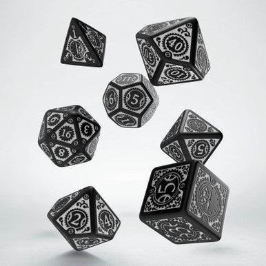 Steampunk Clockwork Dice Set Black/White (7)