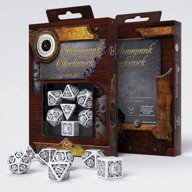 Steampunk Clockwork Dice Set White/Black (7)