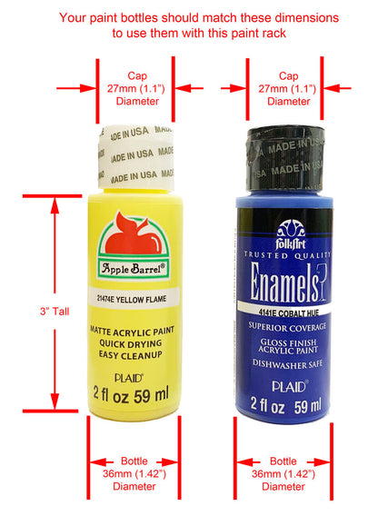 Vertical Paint Rack For 2oz Craft Paints - 36mm Diameter Bottles